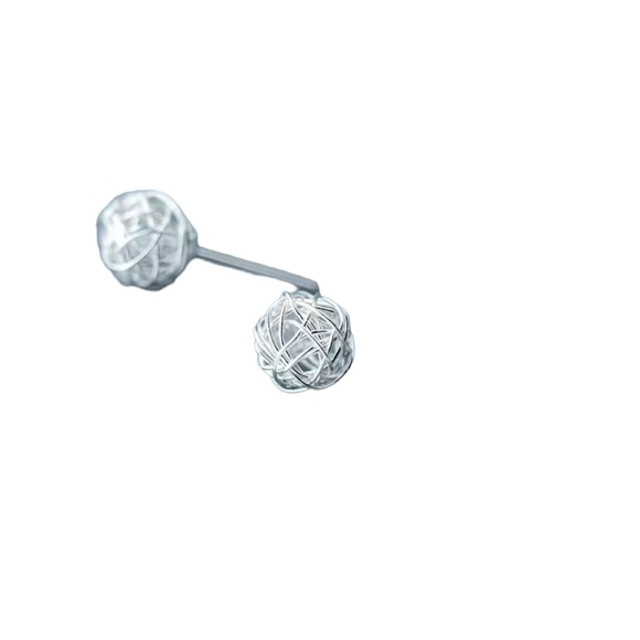 Silver Plated Wrap Silver Wire Stud Earrings - Picture 2 of 6